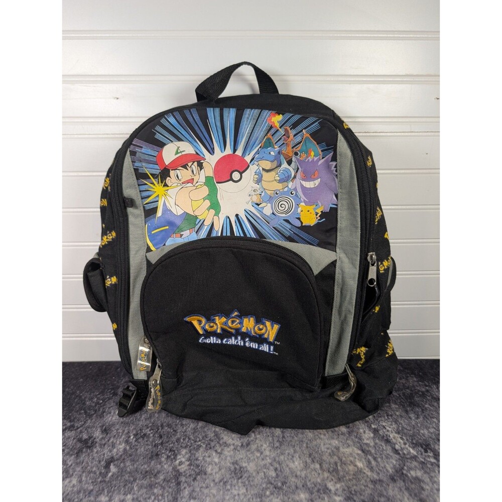 Vintage 1999 Pokémon Backpack Licensed by Nintendo Gengar Charzard Blastoise Ash